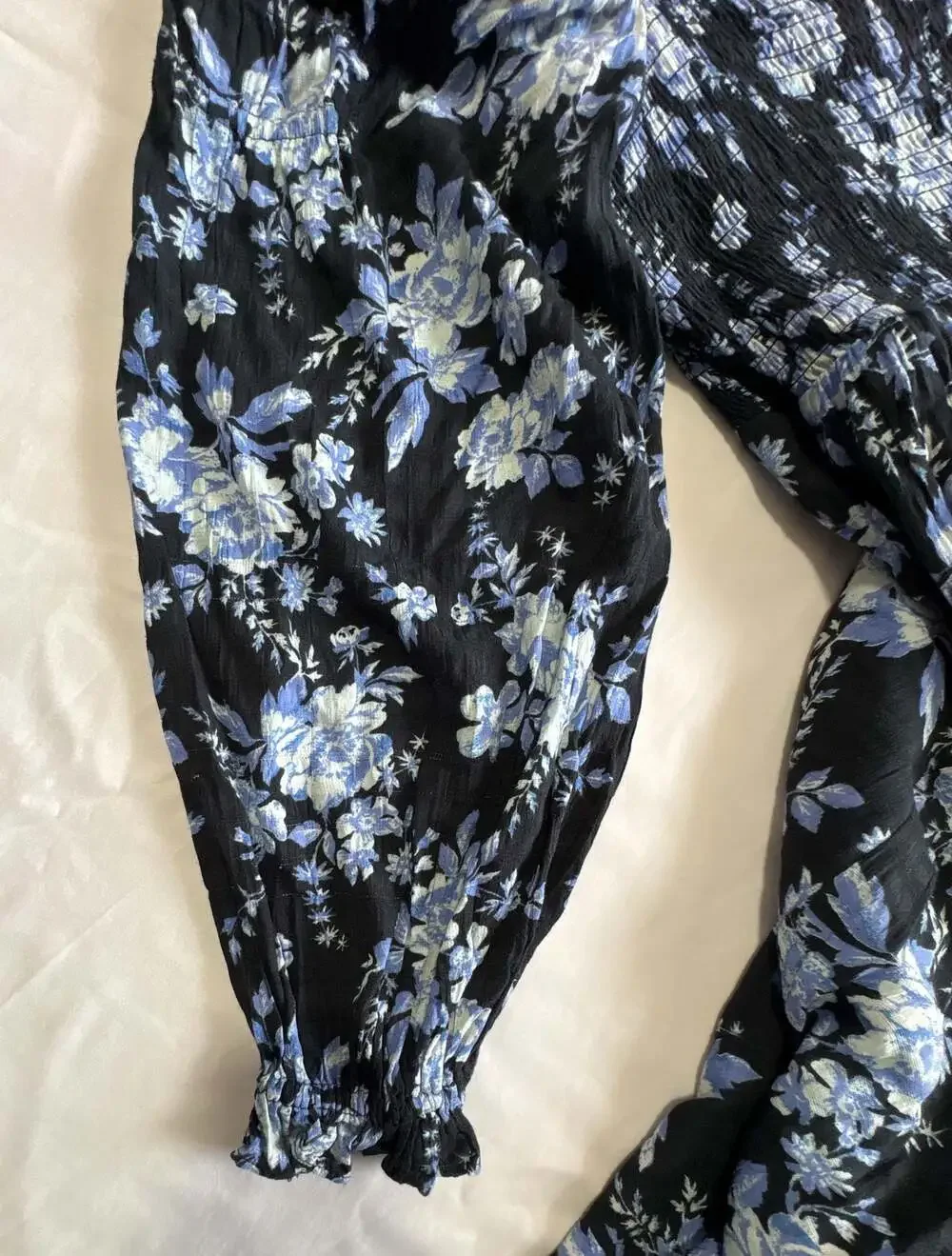 Free People Jaymes Floral Print Smocked Long Sleeve Midi Dress